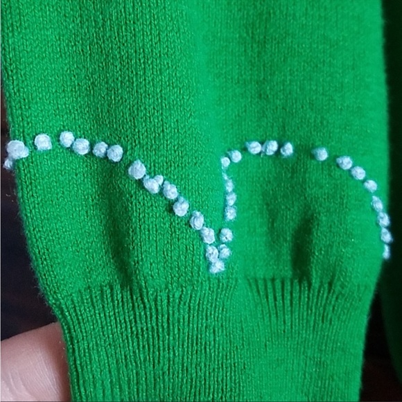 Anthropologie Green HWR Pom Sweater - Picture 3 of 6